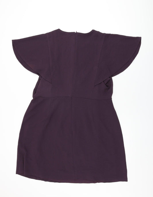 Capsule Womens Purple Polyester Shift Size 18 Round Neck Zip