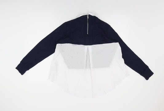 French Connection Womens Blue Viscose Basic T-Shirt Size S Collared