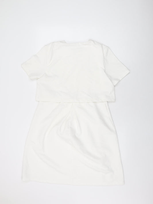 ASOS Womens White Polyester A-Line Size 10 Round Neck Pullover