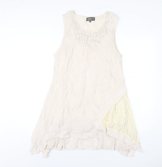 Apricot Womens Beige Viscose Tank Dress Size 14 Round Neck Pullover