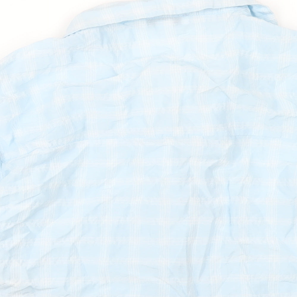 Womens UK Size 12 Topshop Blue Cropped Button-Up
