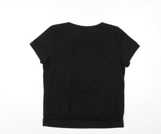 Bonmarché Womens Black Polyester Basic T-Shirt Size 12 Round Neck