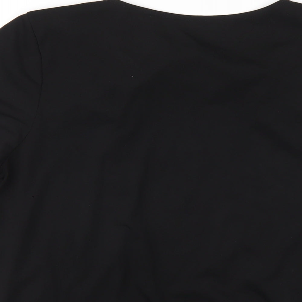 Bonmarché Womens Black Polyester Basic T-Shirt Size 12 Round Neck