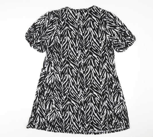 Capsule Womens Black Geometric Polyester A-Line Size 16 Scoop Neck Pullover