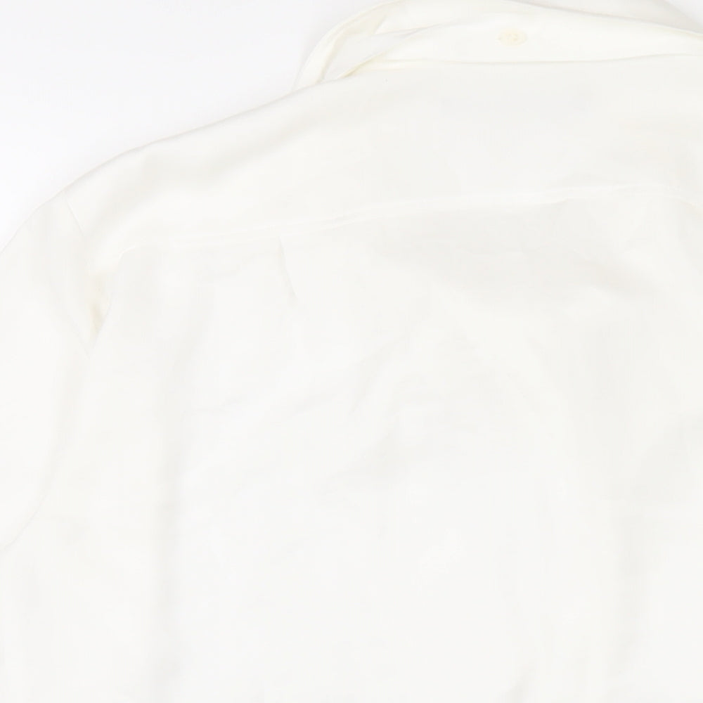 Marks and Spencer Womens White Polyester Basic Button-Up Size 8 V-Neck