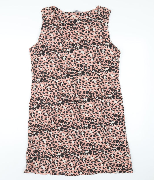 Additional front view of Principles women’s pink geometric viscose tank dress, size UK 16, v-neck pullover
