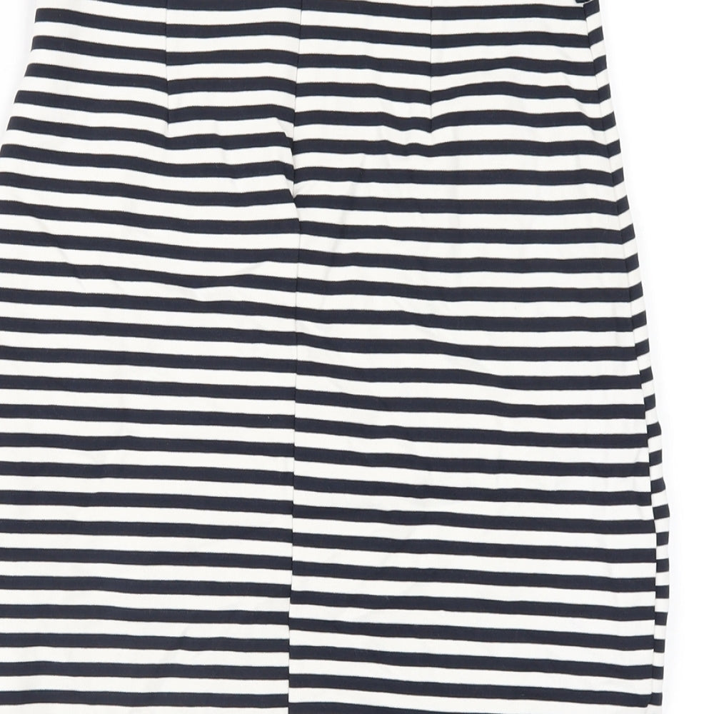 Jane Norman Womens Blue Striped Polyester Straight & Pencil Skirt Size 24 in Zip