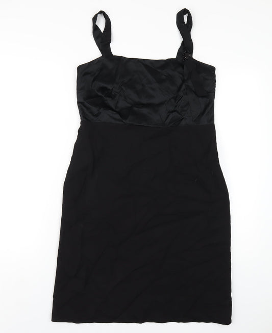 Fenn Wright Manson Womens Black Viscose A-Line Size 12 Square Neck Zip