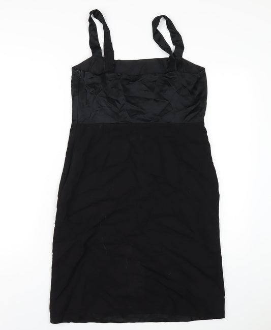 Fenn Wright Manson Womens Black Viscose A-Line Size 12 Square Neck Zip