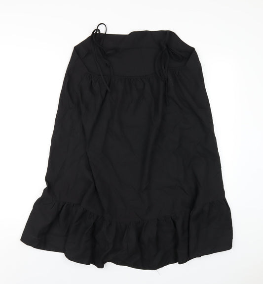 Boohoo Womens Black Polyester A-Line Size 14 Square Neck Pullover