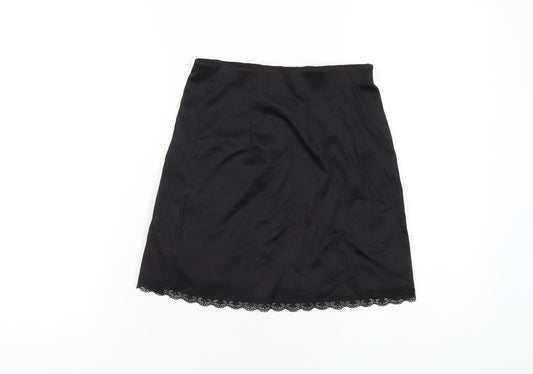 H&M Womens Black Polyester A-Line Skirt Size 2XS