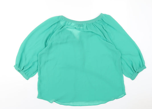 Womens UK Size L Wallis Green Basic Blouse