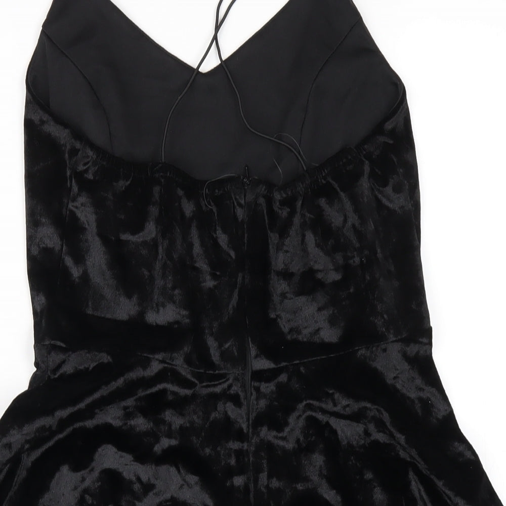 AX Paris Womens Black Polyester A-Line Size 10 V-Neck Zip