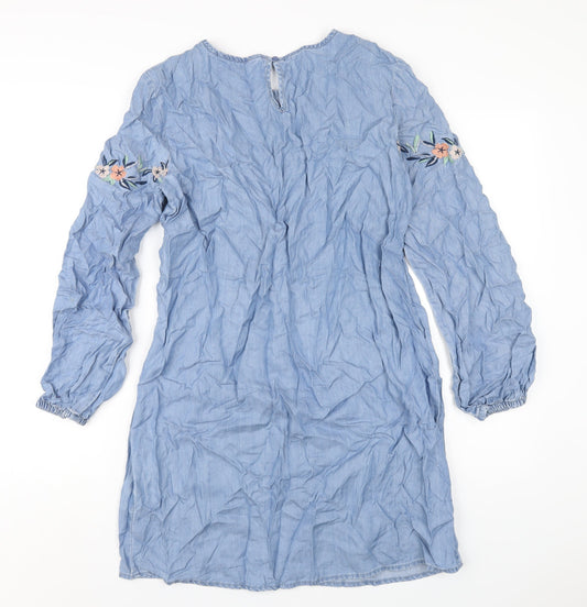 Dorothy Perkins Womens Blue Lyocell A-Line Size 14 Round Neck Pullover