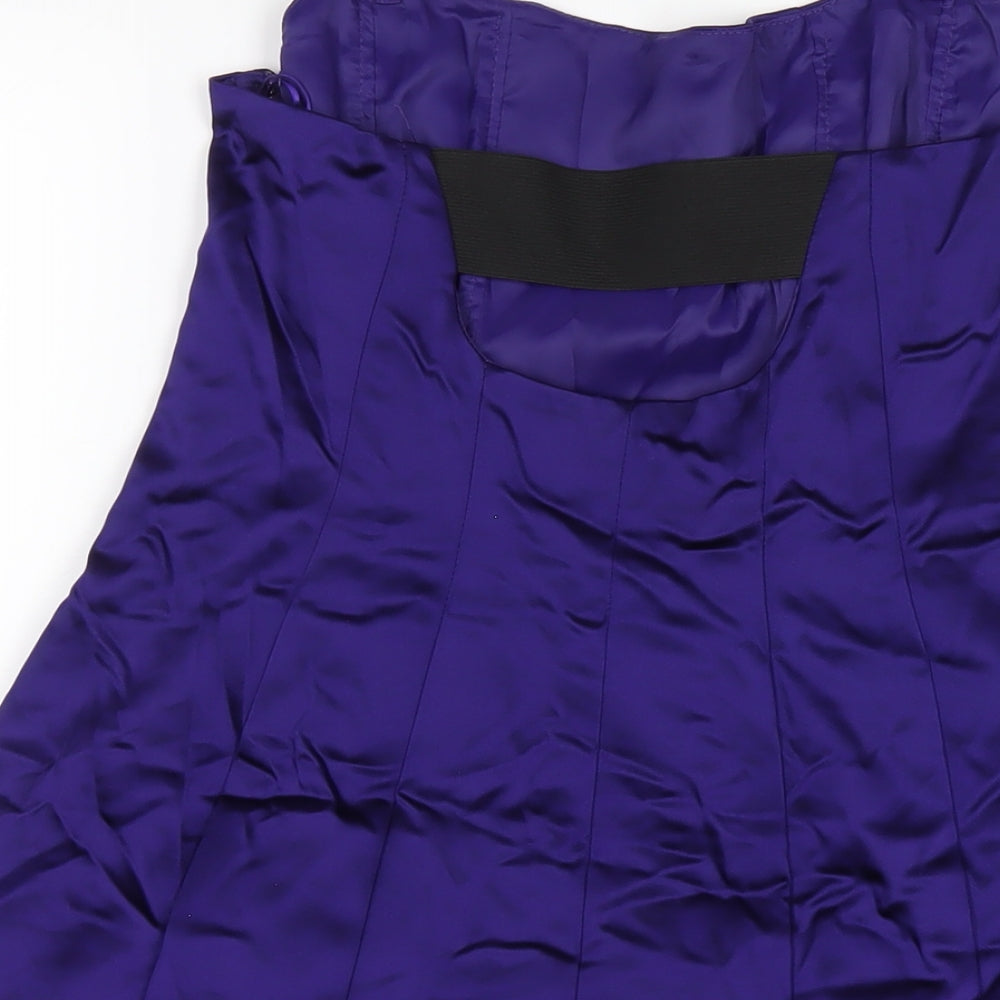 Oasis Womens Purple Acetate A-Line Size 12 Scoop Neck Zip