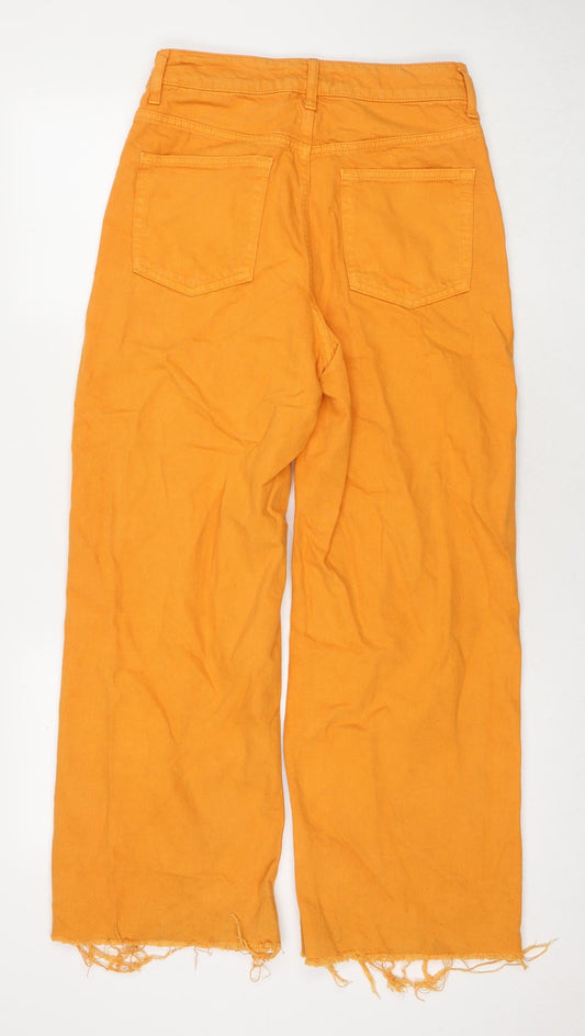Denim & Co. Womens Orange Cotton Blend Wide-Leg Jeans Size 28 in L27 in Regular Zip