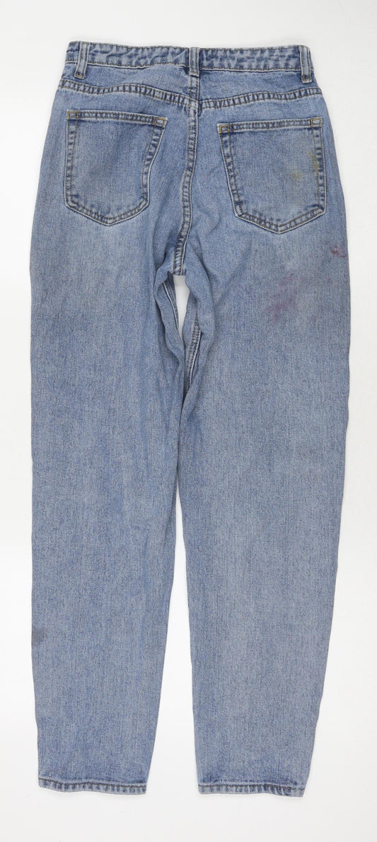 PRETTYLITTLETHING Womens Blue Cotton Mom Jeans Size 6 L28 in Regular Zip