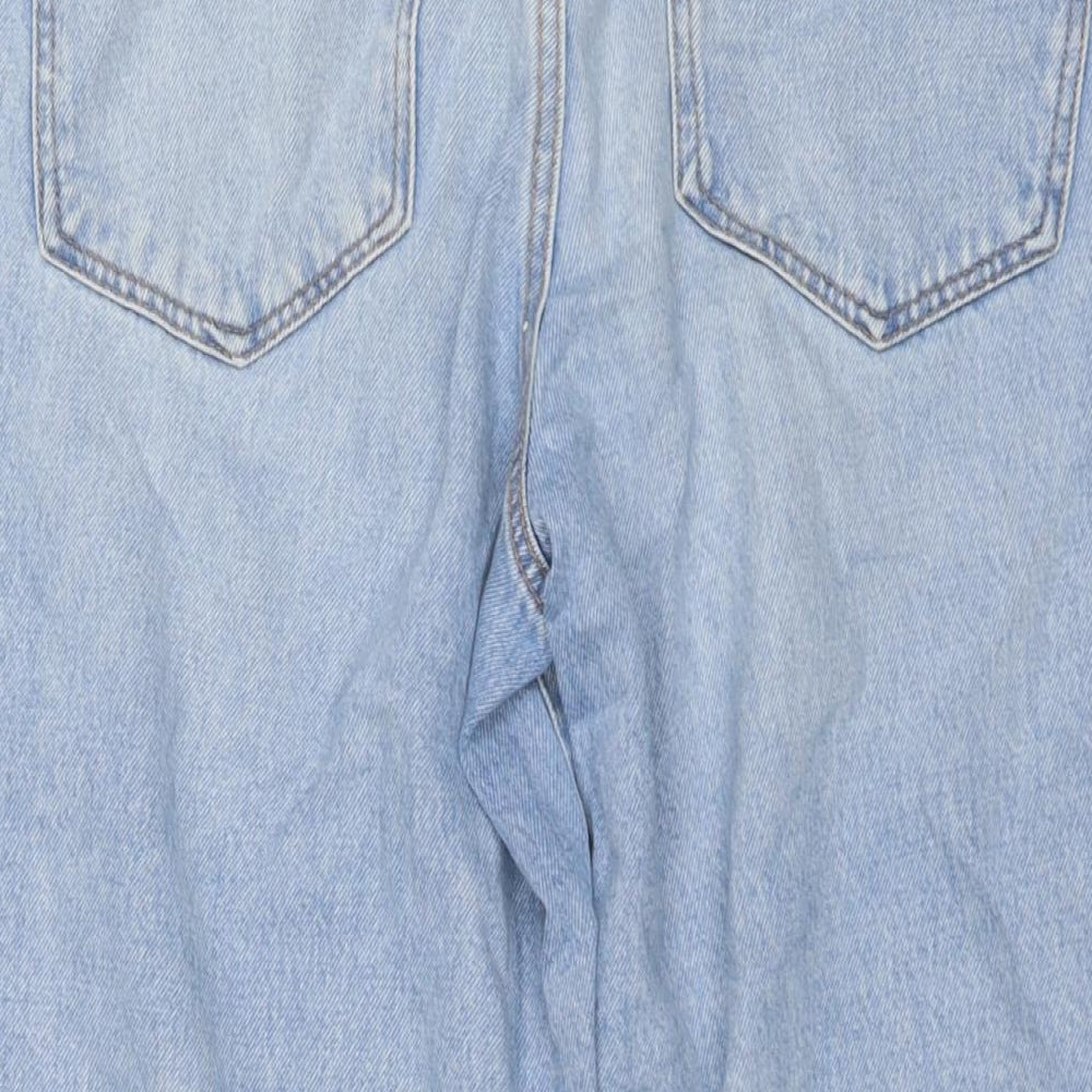Womens UK Size 14 Stradivarius Regular Fit Wide-Leg Blue Jeans