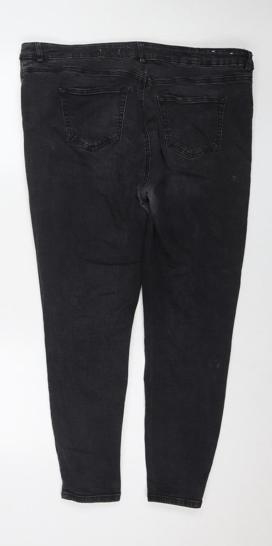 New Look Womens Black Cotton Skinny Jeans Size 18 L26 in Regular Zip