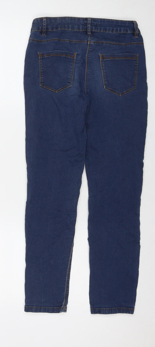 F&F Womens Blue Polyester Blend Skinny Jeans Size 8 L26 in Regular Zip