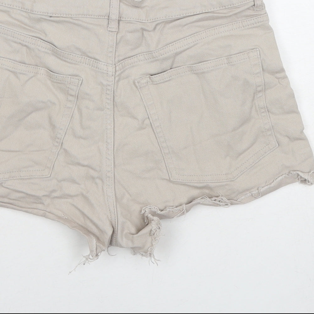 Divided by H&M Womens Beige Cotton Hot Pants Shorts Size 14 L3 in Regular Zip