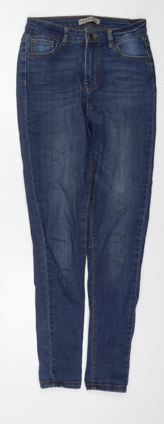 Additional front view of Denim & Co. women’s blue cotton skinny jeans, size UK 10, 28-inch leg regular zip