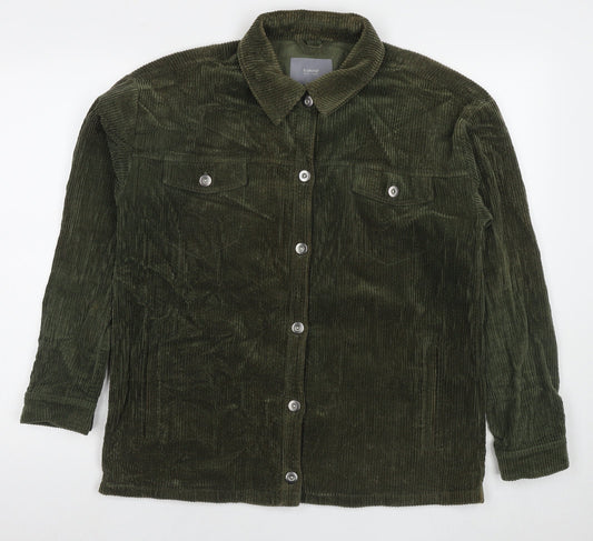 Additional front view of b.young women’s green jacket, size UK 10, button