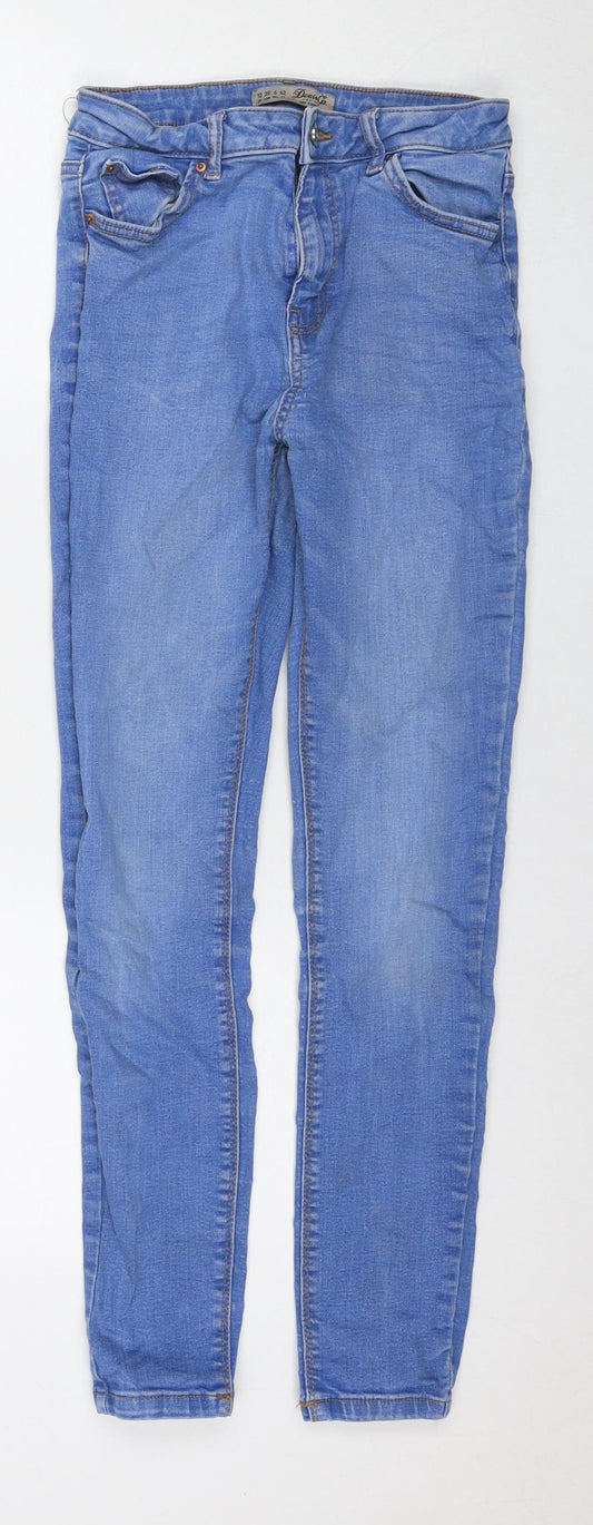 Additional front view of Denim & Co. women’s blue cotton straight jeans, size UK 10, 26-inch leg regular zip