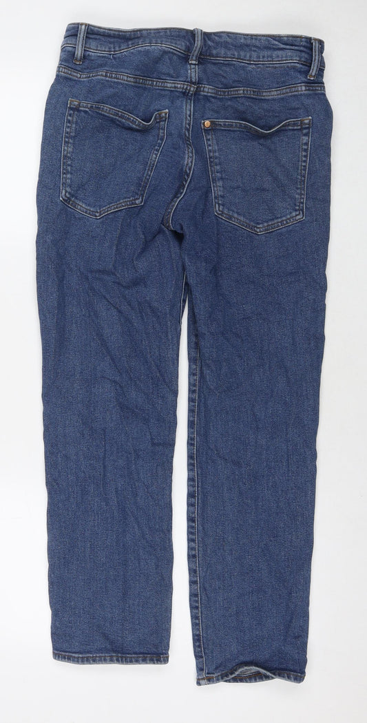H&M Mens Blue Cotton Straight Jeans Size 30 in L30 in Regular Zip