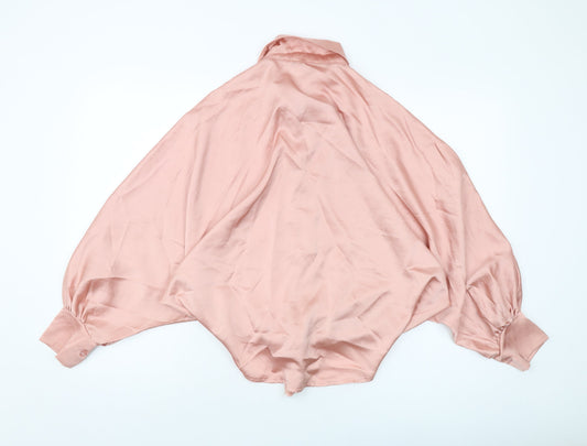 I SAW IT FIRST Womens Pink Polyester Basic Blouse Size 10 Collared