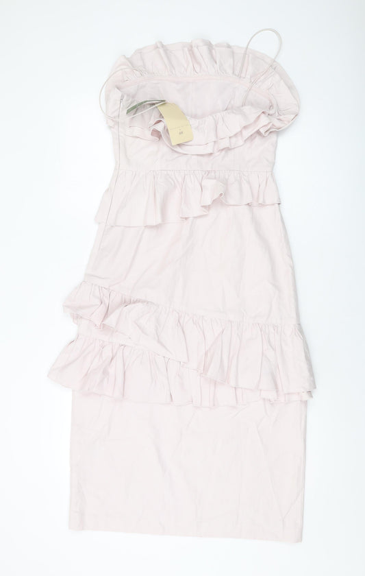H&M Womens Pink Viscose Sheath Size 10 Square Neck Pullover