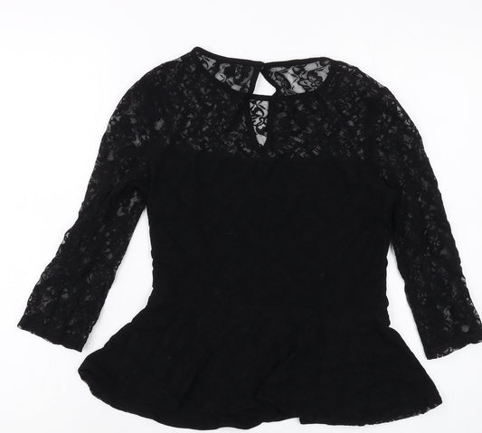 Womens UK Size 10 Lipsy Black Basic Blouse