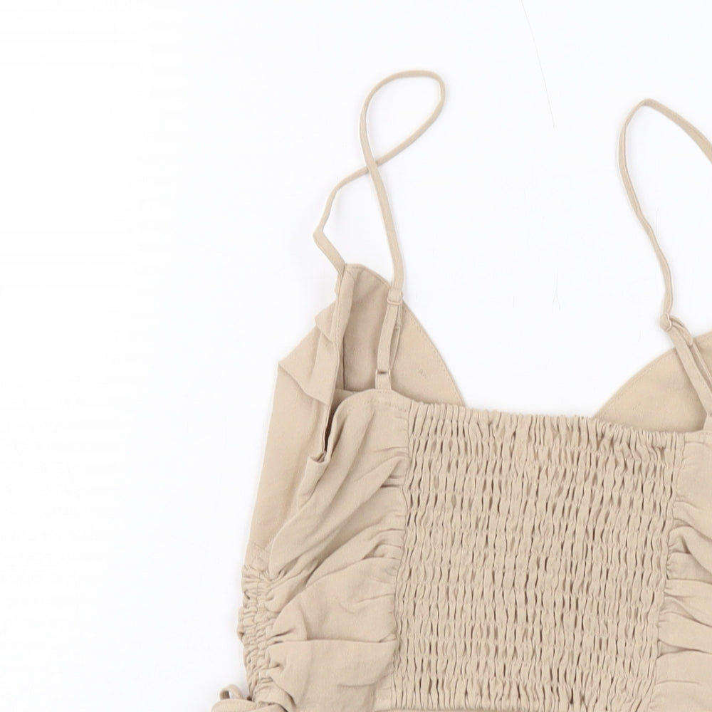 Womens UK Size XS H&M Beige Cropped Tank
