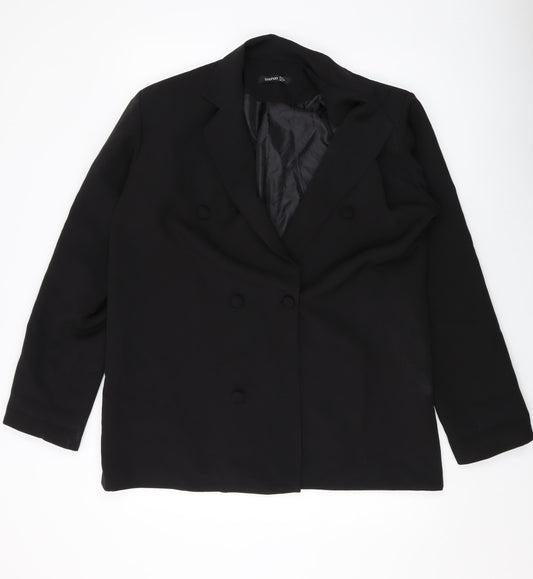 Boohoo Womens Black Jacket Size 12 Button