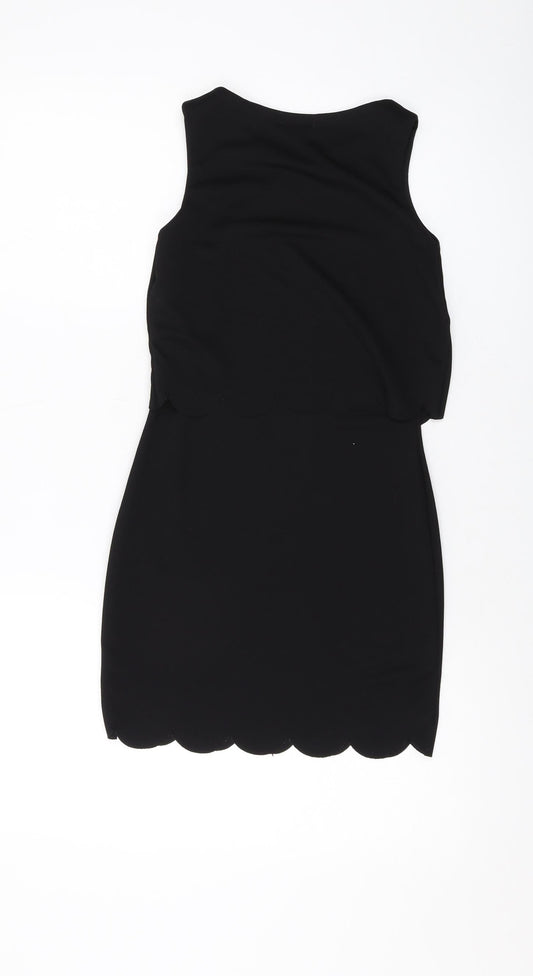 Boohoo Womens Black Polyester Mini Size 6 Round Neck Pullover