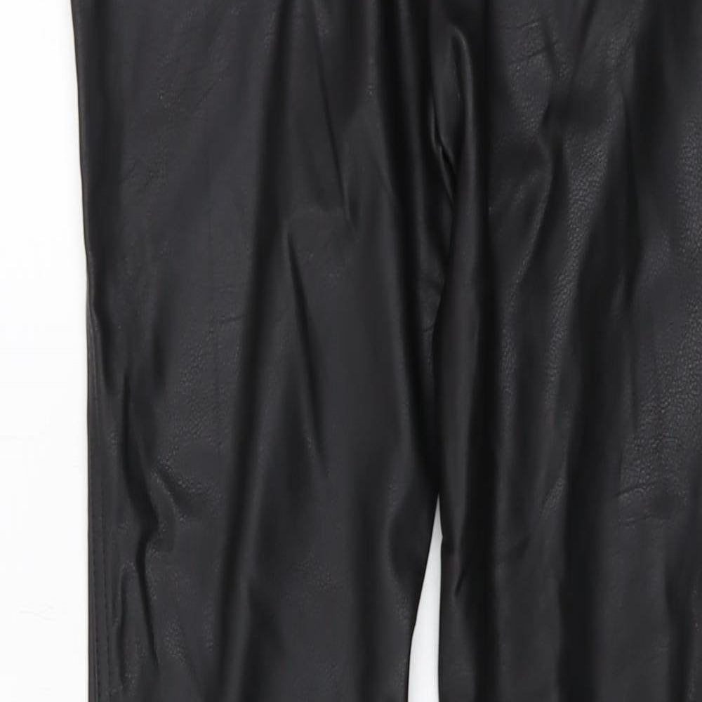 H&M Womens Black Polyester Trousers Size 10 L26 in Regular Button