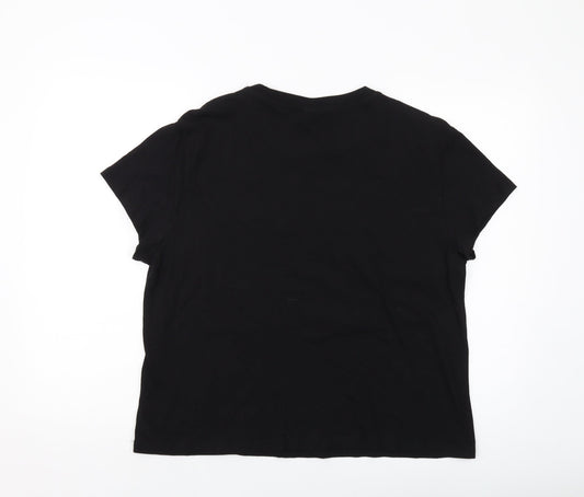 H&M Womens Black Cotton Basic T-Shirt Size L Crew Neck