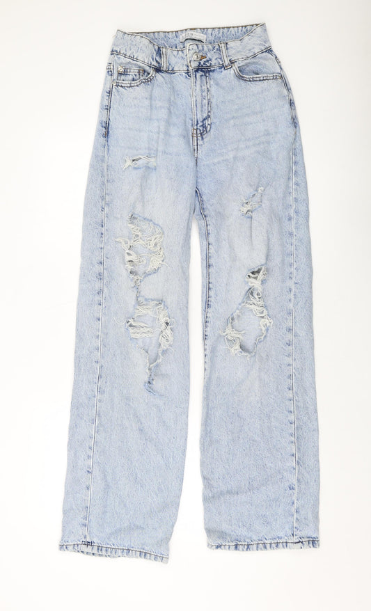 Additional front view of Denim & Co. women’s black cotton wide-leg jeans, size UK 6, 31-inch leg regular button