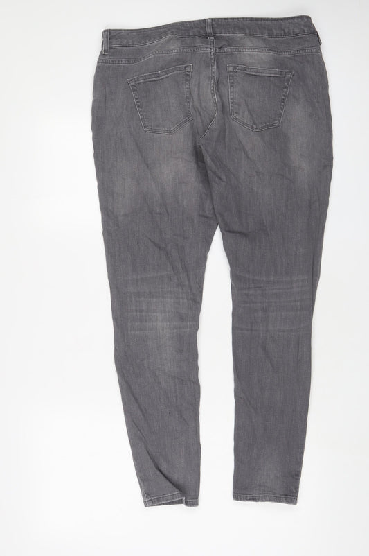 Denim & Co. Womens Grey Cotton Skinny Jeans Size 14 L29 in Regular Zip