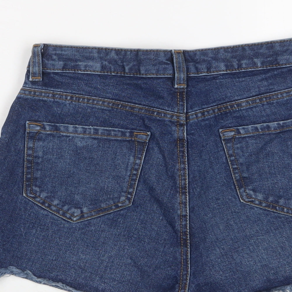 Denim & Co. Womens Blue Cotton Hot Pants Shorts Size 8 Regular Zip