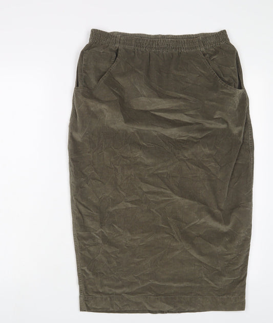 Masai Womens Green Cotton A-Line Skirt Size L