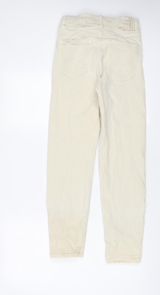 Womens UK Size 8 Stradivarius Regular Fit Straight Beige Jeans