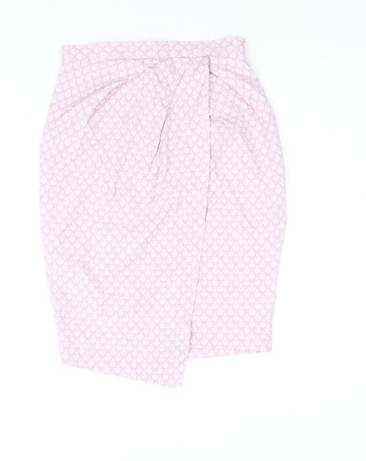 Closet Womens Pink Geometric Cotton Straight & Pencil Skirt Size 8 Zip