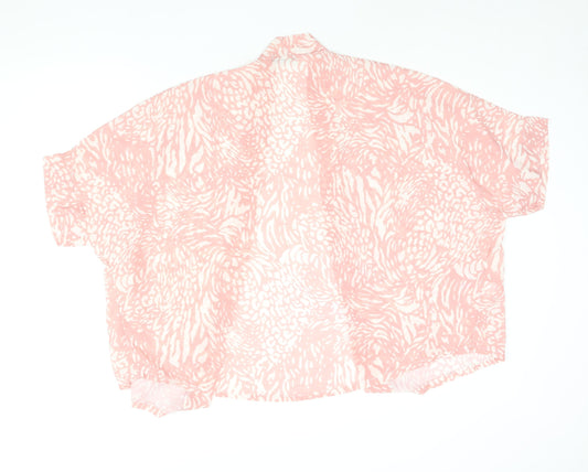 Boohoo Womens Pink Geometric Polyester Kimono Blouse Size 10 V-Neck - Size 10-12