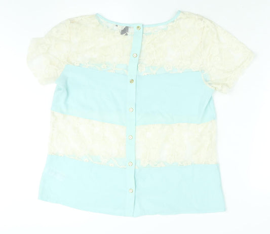 Womens UK Size L FOREVER 21 Blue Basic Blouse