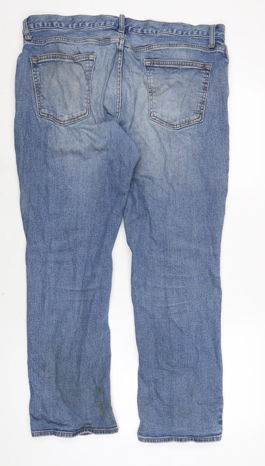 George Mens Blue Cotton Blend Straight Jeans Size 36 in L30 in Regular Zip