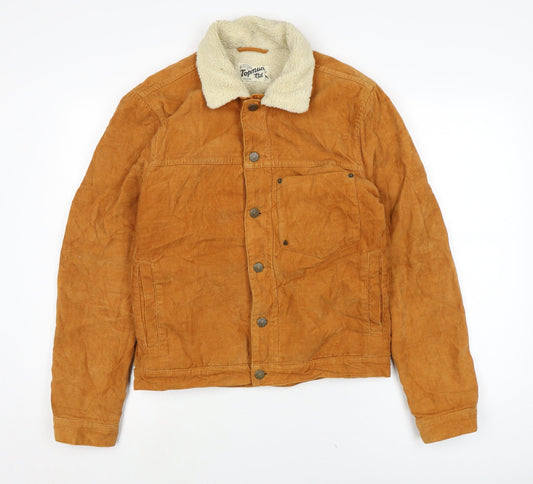 Mens UK Size S Topman Brown Biker Coat