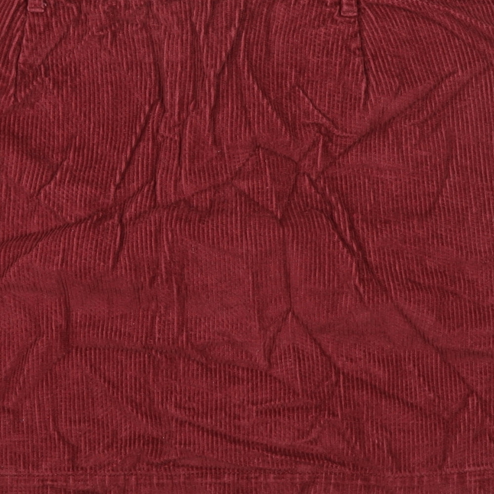 TU Womens Red Cotton A-Line Skirt Size 12 Zip