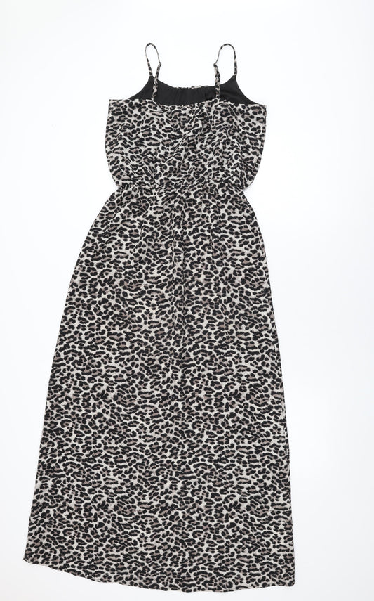 Only Womens Beige Animal Print Polyester Maxi Size 6 Round Neck Pullover