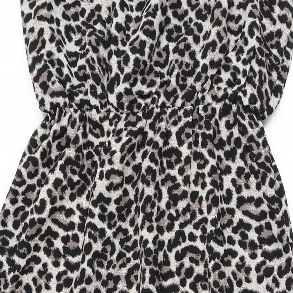 Only Womens Beige Animal Print Polyester Maxi Size 6 Round Neck Pullover